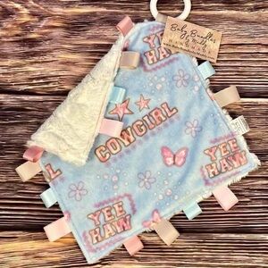 Cowgirl Tag Blanket - Blue and Pink
